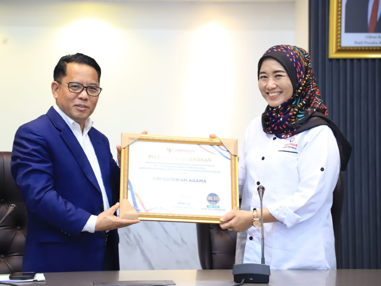 Kemenag Raih Penghargaan Kepatuhan Pelayanan Publik Tertinggi dari Ombudsman RI