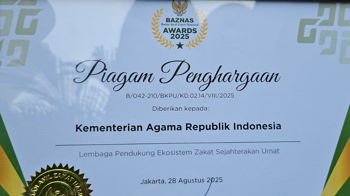 Baznas Awards, Kemenag Didaulat sebagai Lembaga Pendukung Ekosistem Zakat Sejahterakan Umat