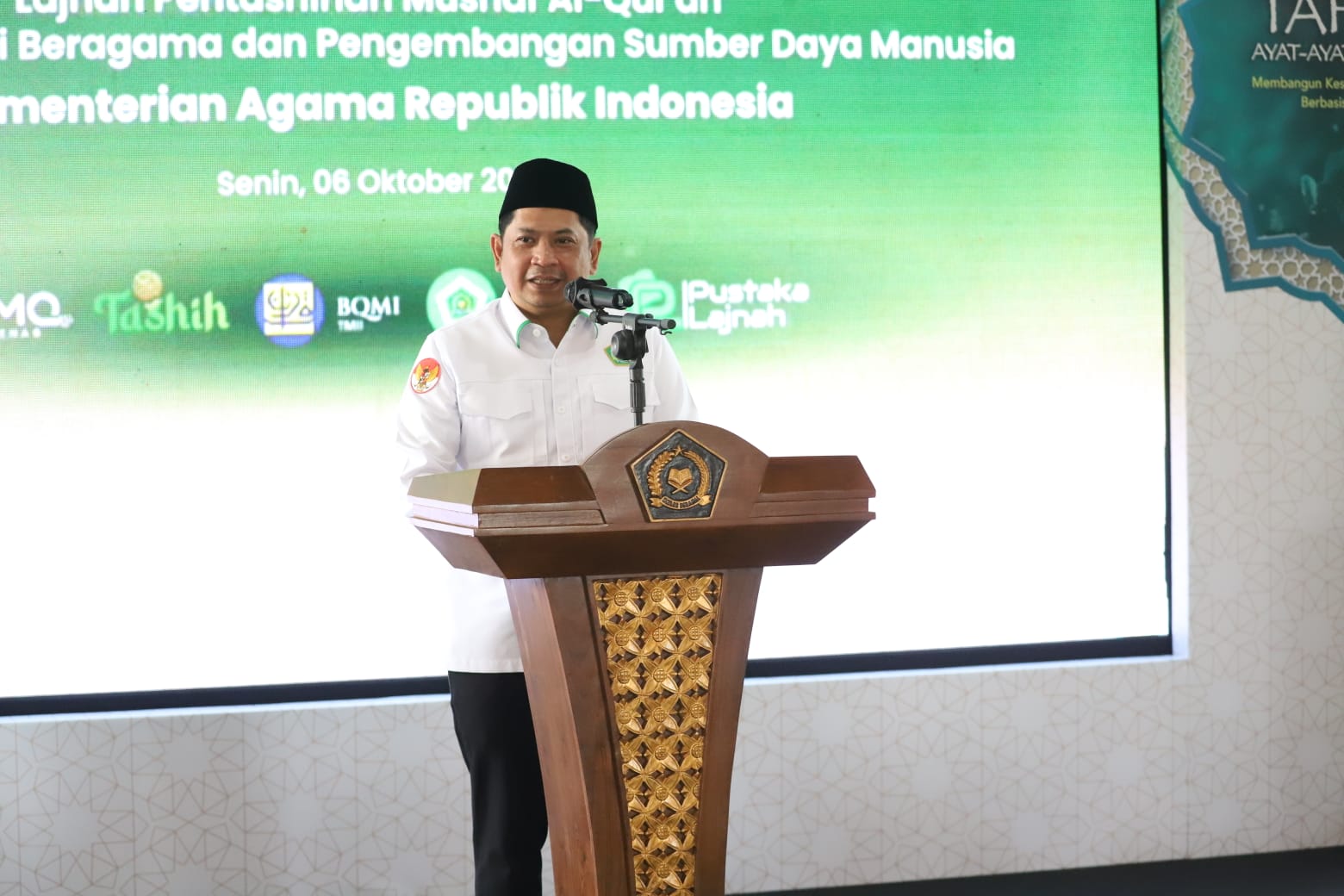 Kepala BMBPSDM Kemenag RI, Muhammad Ali Ramdhani, dalam peluncuran buku Tafsir Ayat-Ayat Ekologi: Membangun Kesadaran Ekoteologis Berbasis Al-Qur’an.